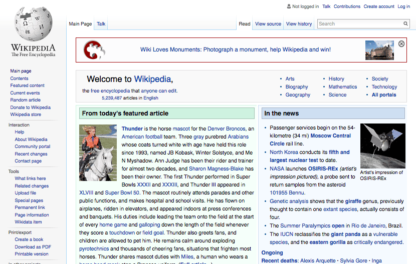 wikipedia home page