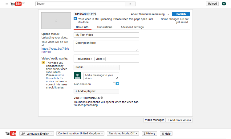 editing a video as you upload it