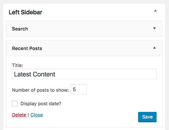 Recent Posts widget in admin screens