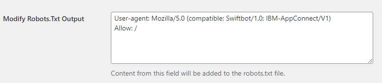 modify robots.txt output