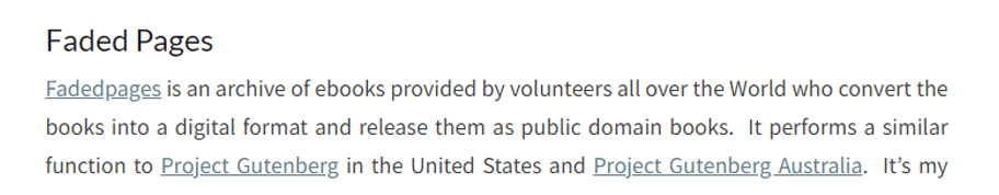 Example of links underlined to make easier to identify links