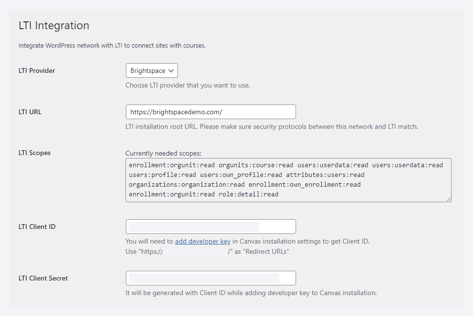 Configure Brightspace as LTI provider